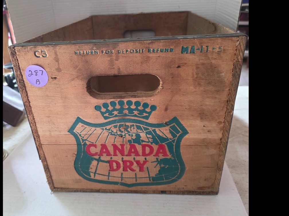 1960's Canada Dry Wooden Soda Bottle Delivery Crate Carrier