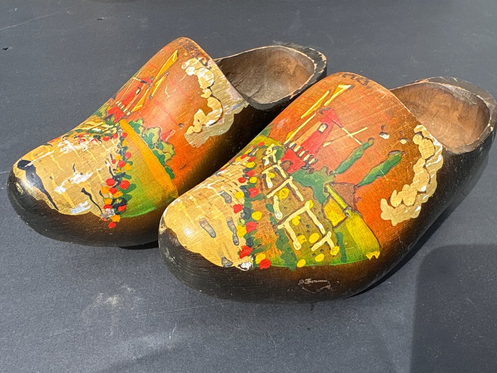 Hand Painted Wooden Clogs Traditional Dutch Style   7in
