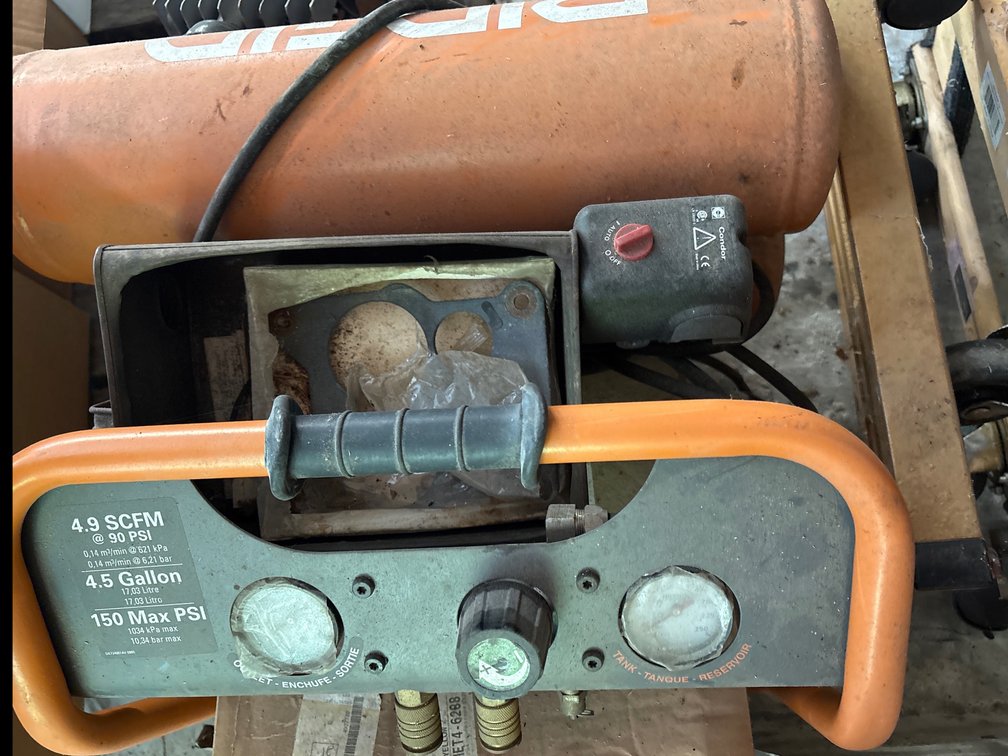 RIDGID Twin-Stack Air Compressor-motor disassembled