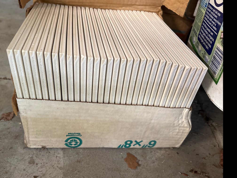 Ceramic Wall Tile Lot with Porcelain Fixtures, Grout & Mortar