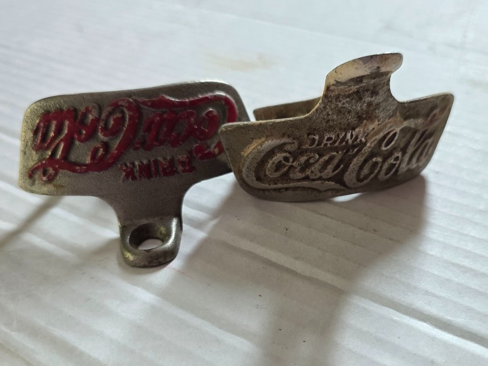 vintage metallic Coca-Cola bottle cap catcher