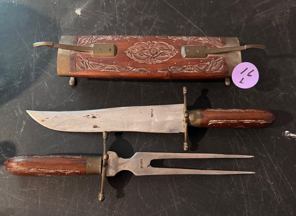 Hand Carved Teak Wood Carving Set