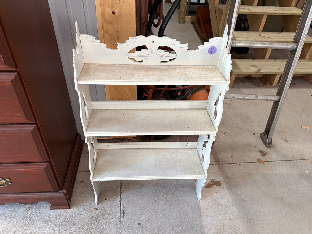 Walnut Victorian 3-tier what not shelf