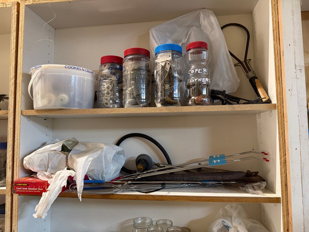 Assorted Hardware & Jars Lot (Shelf Not Included)