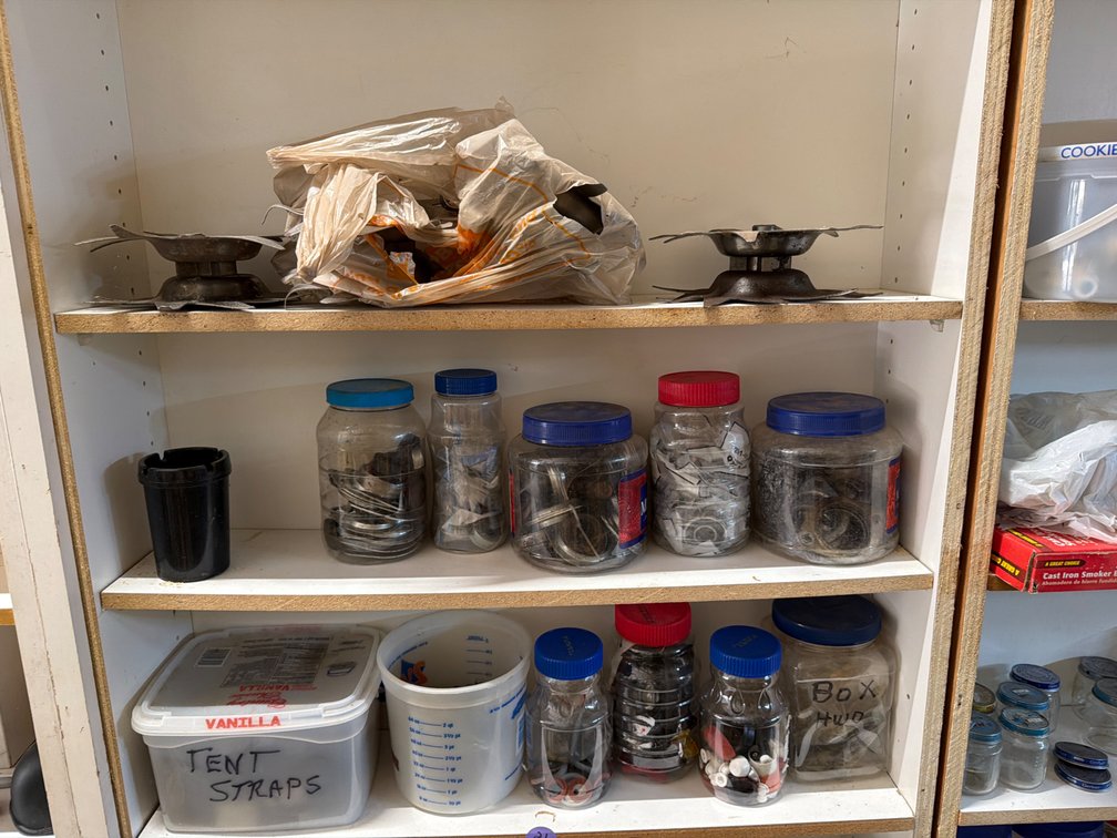 Assorted Hardware & Jars Lot (Shelf Not Included)