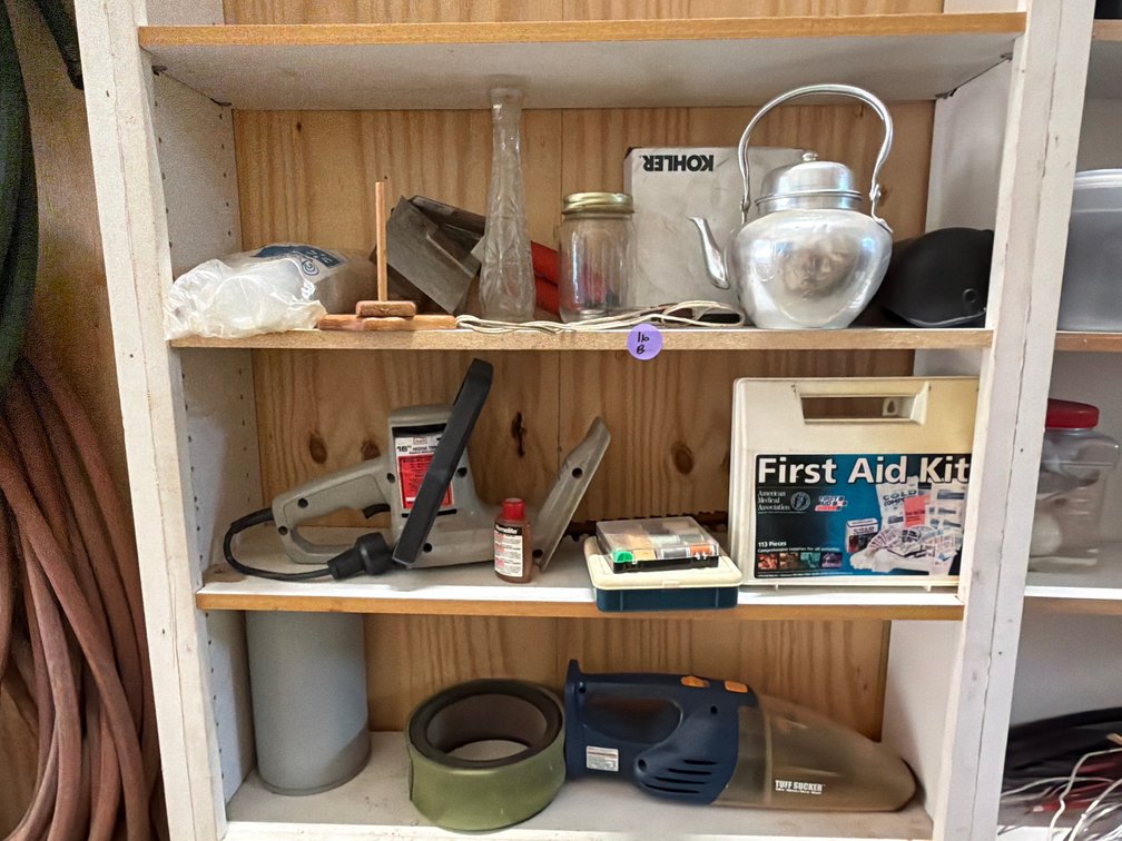 Contents of Shelf: Housewares, Tools, & Miscellaneous Items (Shelf Not Included)