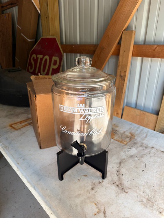 Hiram Walker Liqueurs Canadian Club Glass Drink Dispenser with Stand