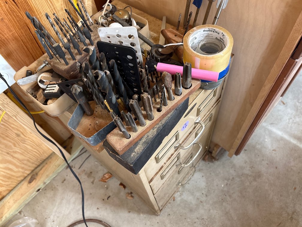 3-Drawer File Cabinet with Drill Bits & Contents Lot