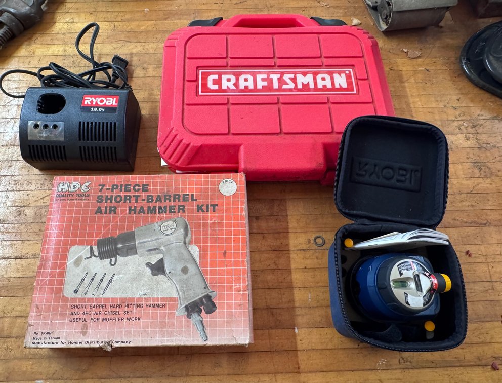 Ryobi Air Grip Laser Level Battery Charger Air Hammer Kit and Empty Case w/Manuals
