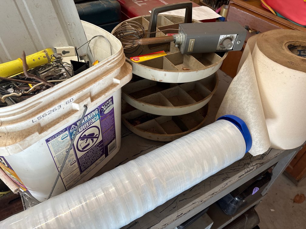Workshop & HVAC Lot: Honeywell Aquastat Thermostat, Rotating Hardware Tray & Stretch Wrap