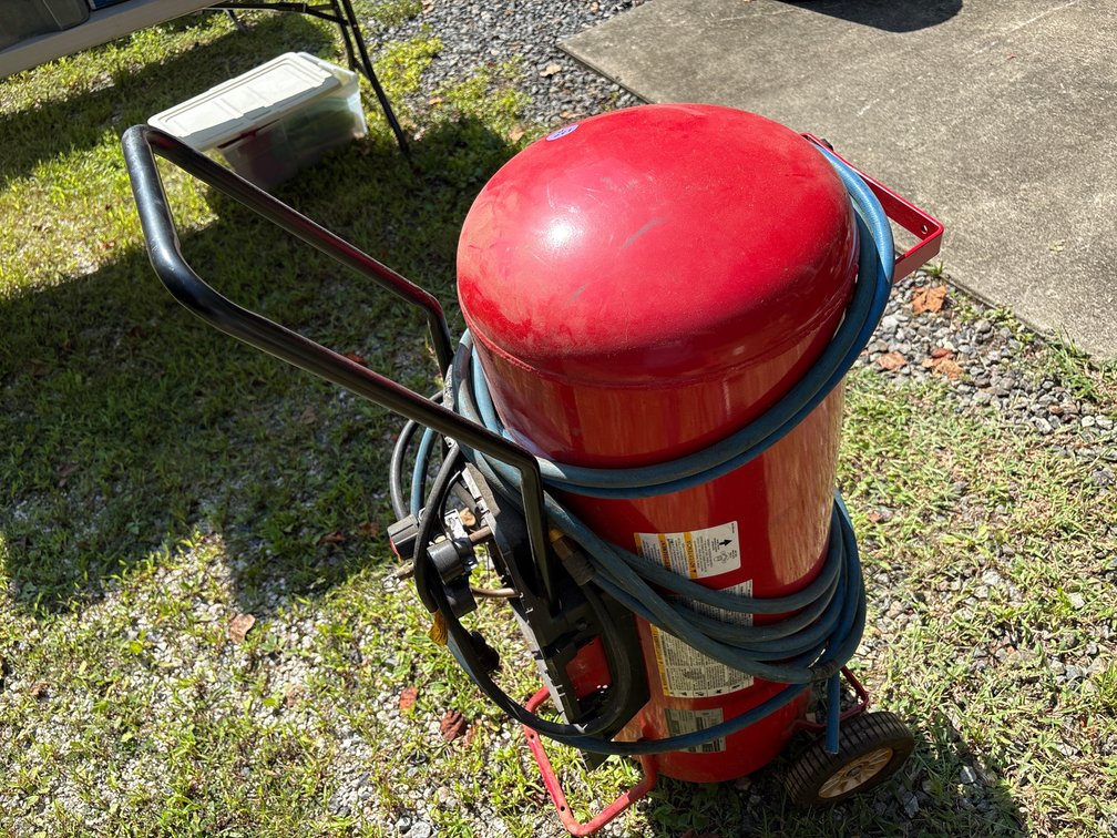 Husky Portable Vertical Air Compressor with Hose & Wheels