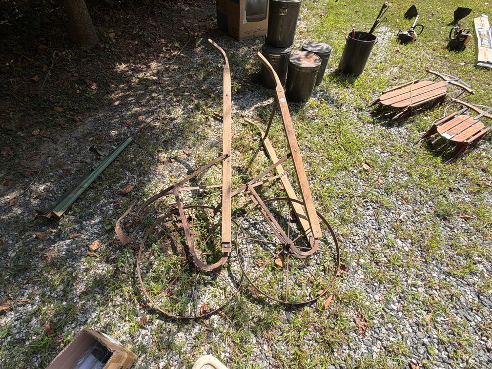 Antique Iron and Wood Hand Cultivator
