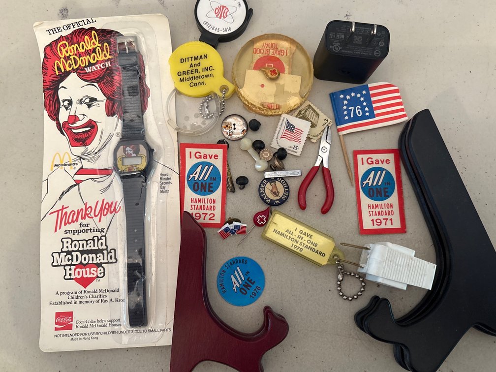 advertising novelties, charity campaign memorabilia, display accessories