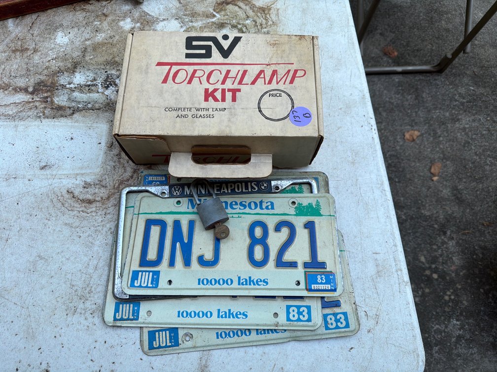 Vintage Smith-Victor Torchlamp and Minnesota License Plates Lot