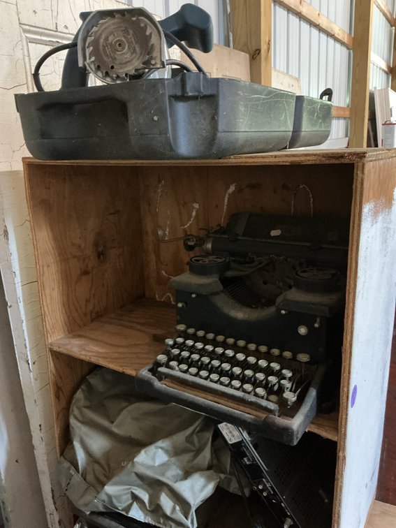 Wooden Shelf & Contents
