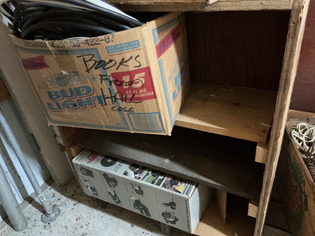 Wooden Shelf & Contents
