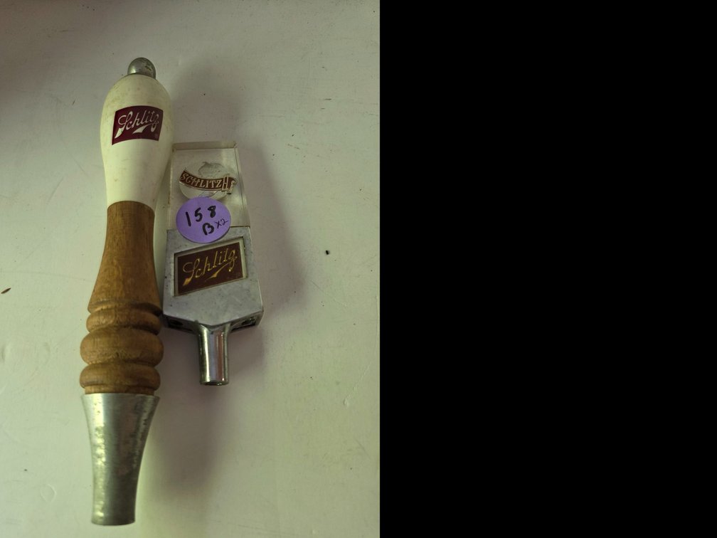 Vintage 1968 Schlitz Beer Tap Handle - 2 sided lucite: Schlitz  Wood Grain White & Maroon Beer Tap Handle 10 1/2"