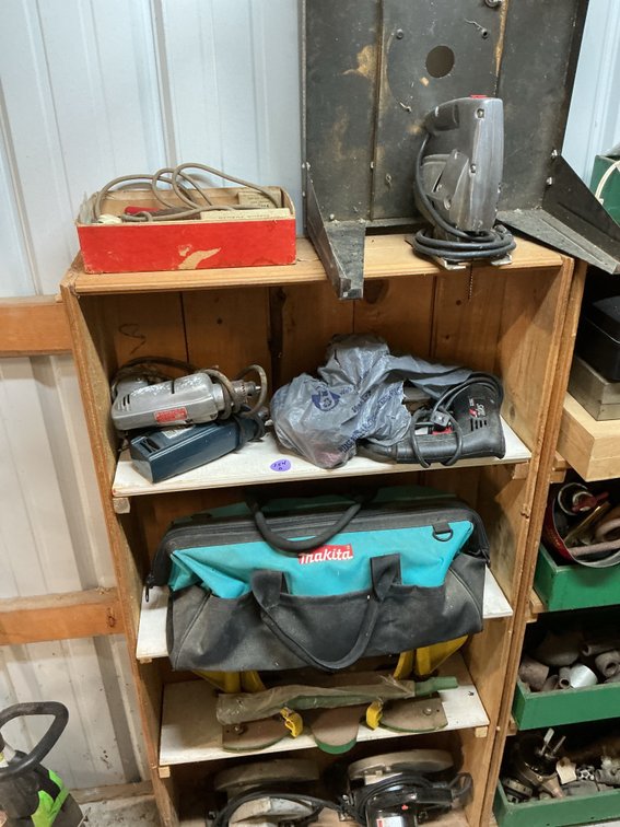 Shelf Lot Containing Multiple Electric Tools, etc