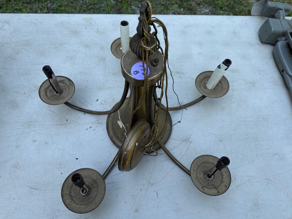 Brass 5 Lamp Chandelier