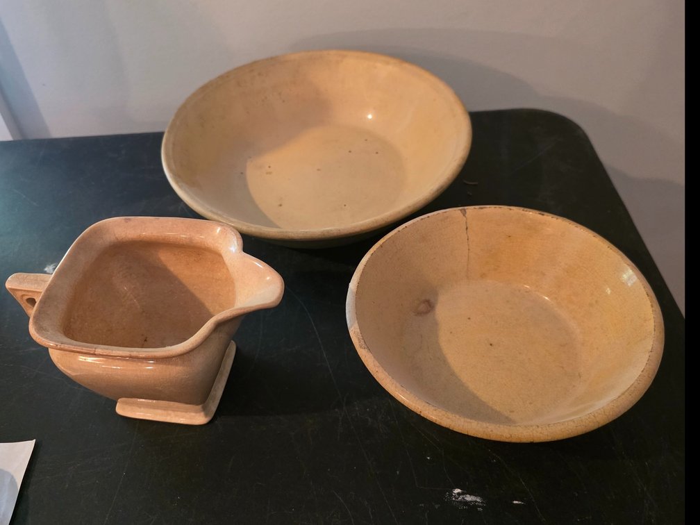 Vintage, wide yellow-ware