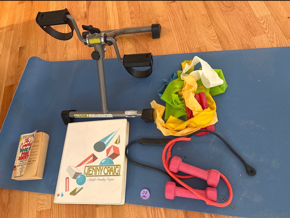 Fitness Lot, weights, manual stepper, resistance bands