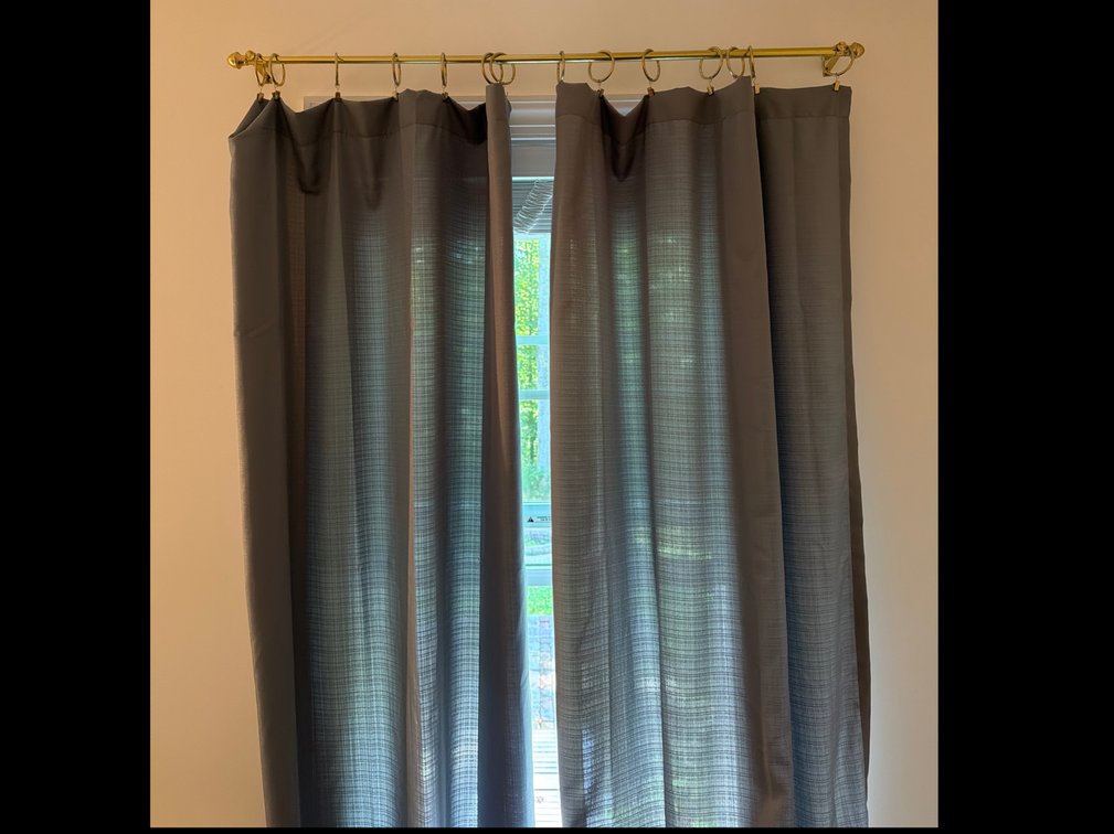 Set of 2 Target Gray Curtain Panels with Gold Rods and Clip Rings