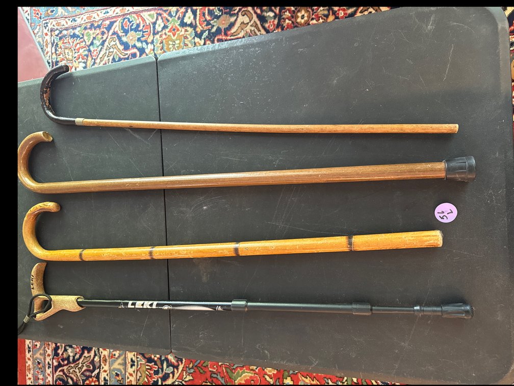 Wood walking canes, 4 total