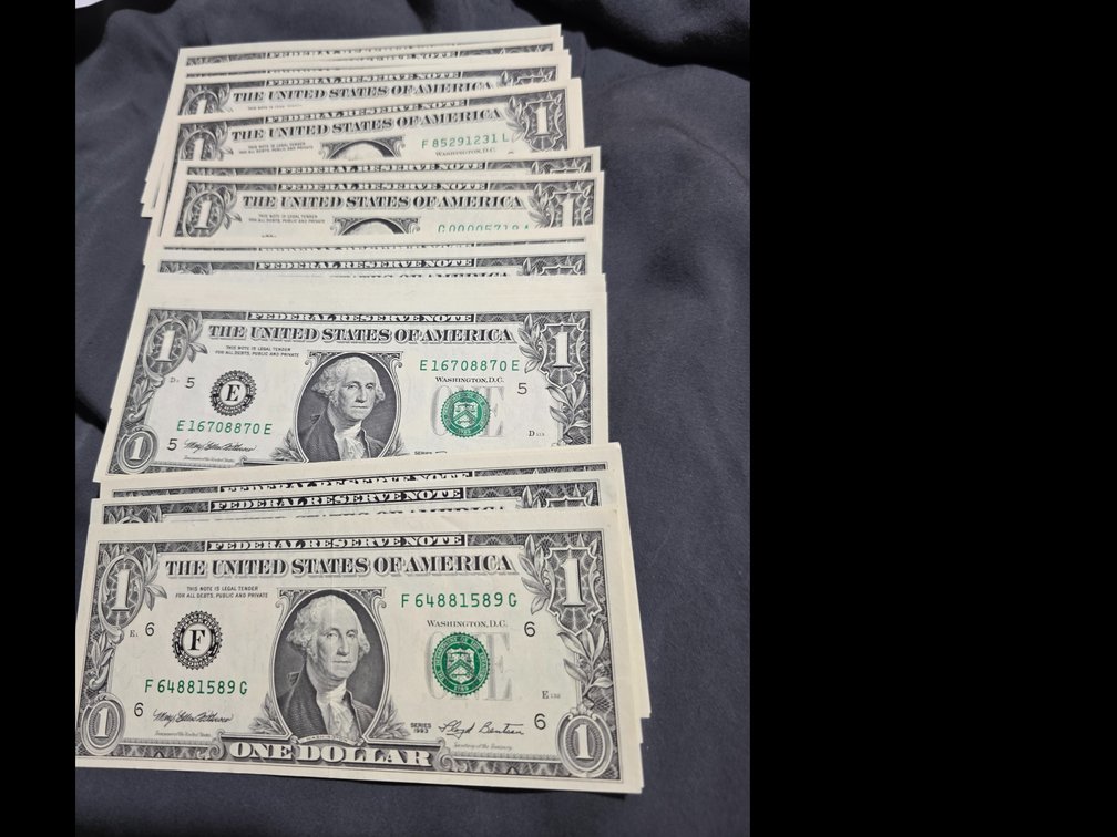 Uncirculated  $1.00 Bills,  1993, 1995, 1988,etc