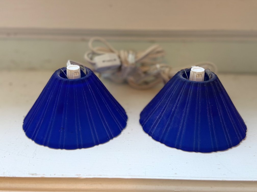 Vintage Blue Frosted Glass Accent Night Lights