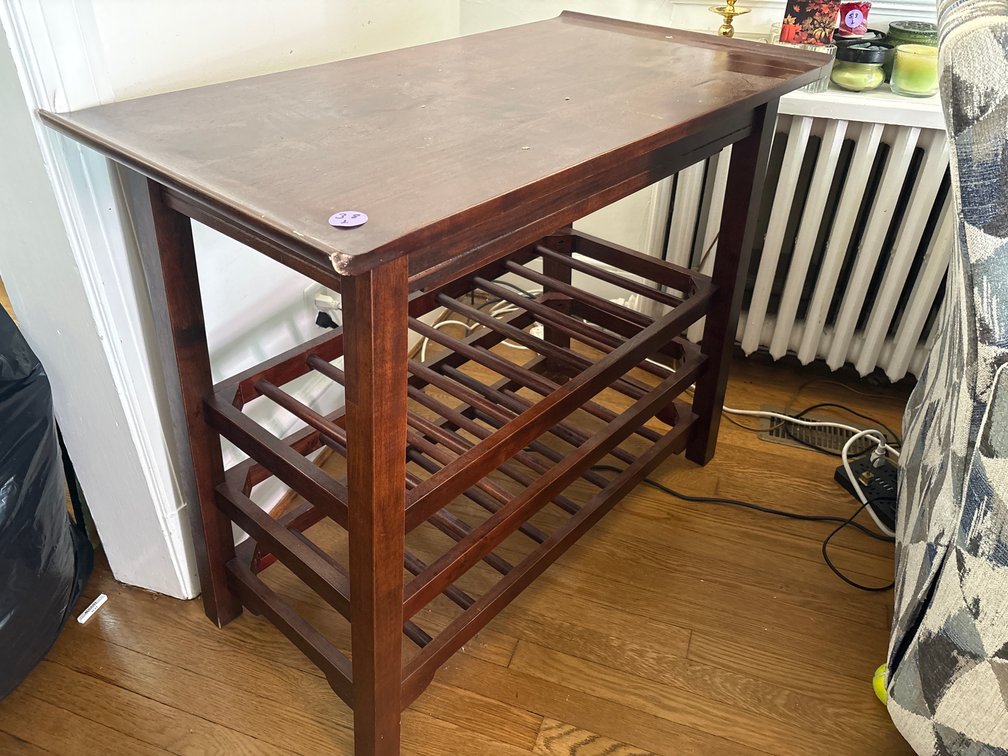 Wooden Wine Rack Console Table with Lattice Storage