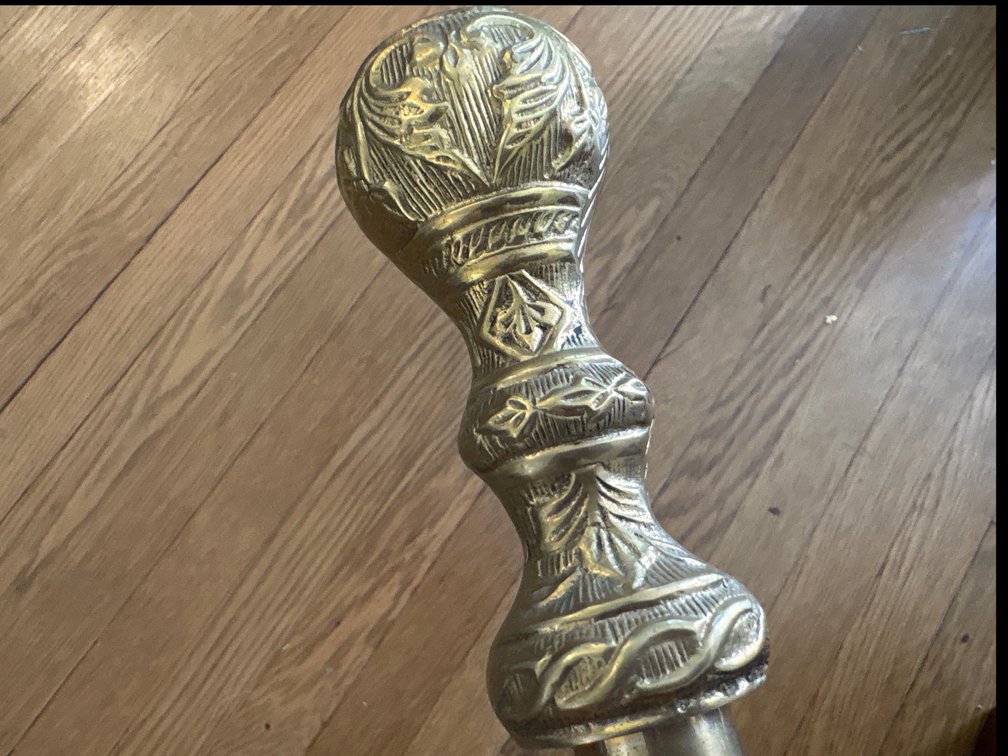 Wooden Walking Cane with Embossed Brass Handle
