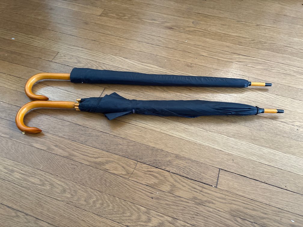Classic Black Umbrellas with Wooden Crook Handles