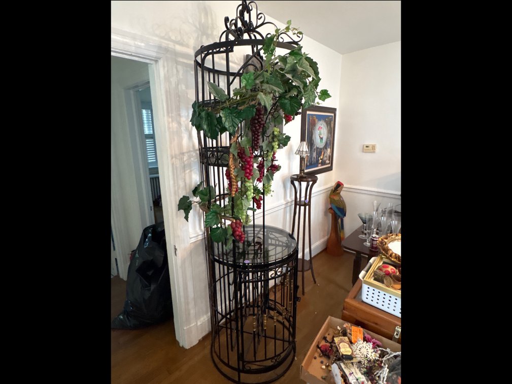 Tall Black Metal Round Wine Tower and Display Stand