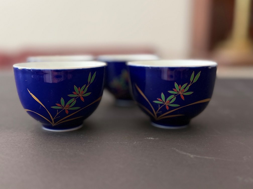 Japanese Tea / Sake Cups Cobalt Blue