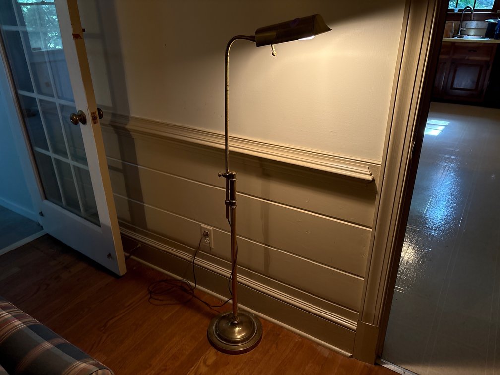 Brass Adjustable Floor Lamp / Banker's Reading Lamp