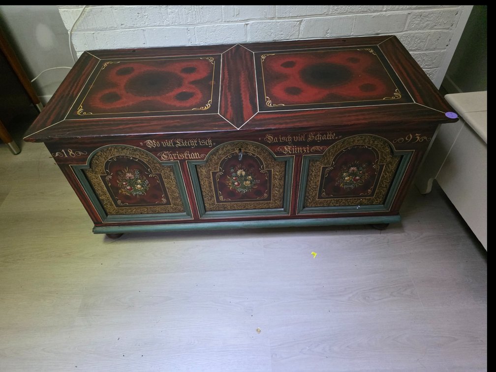 Hand-painted antique German Folk-Art Bridal Chest