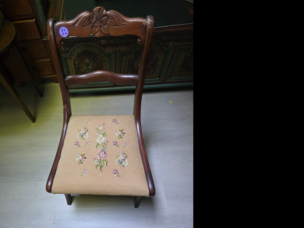 Wood Needle point Upolstered  Chair