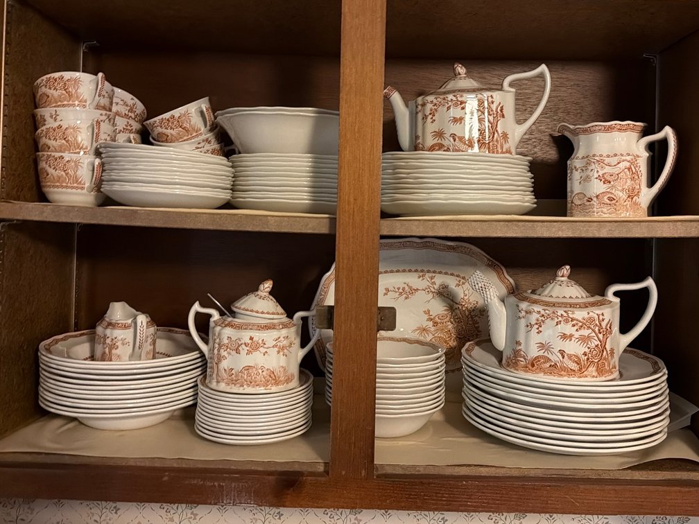Vintage Furnivals England "Quail" Brown Transferware China Set