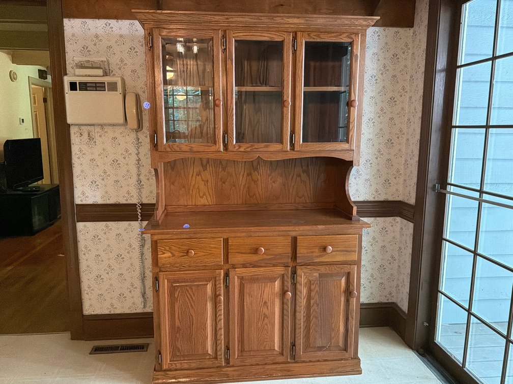 Solid Oak Hutch and Buffet China Cabinet