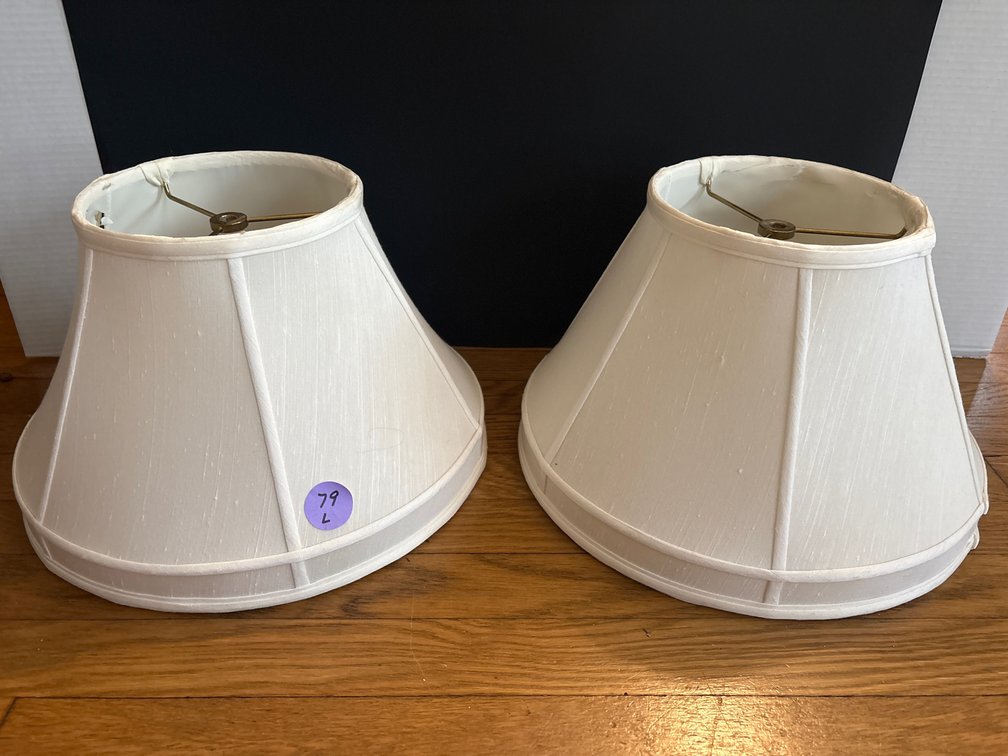 Off-White Tapered Drum Lamp Shades with Trim