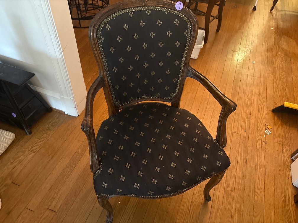 French Provincial Louis XV-Style Upholstered Armchair