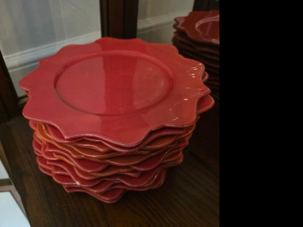 Le Faubourg Portugal Orange Scalloped Plates , decorative ruffled/wave-edge tableware 11" Diameter  ( 13)