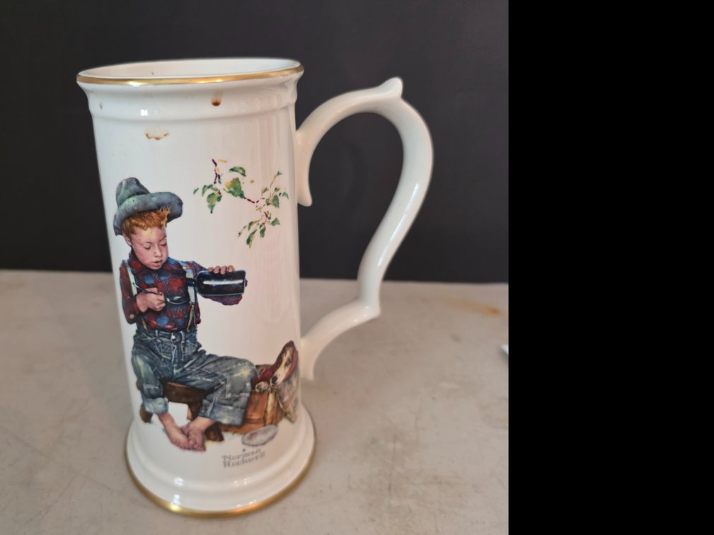 Norman Rockwell Gorham Limited, "The Mysterious Malady" Stein. 8"