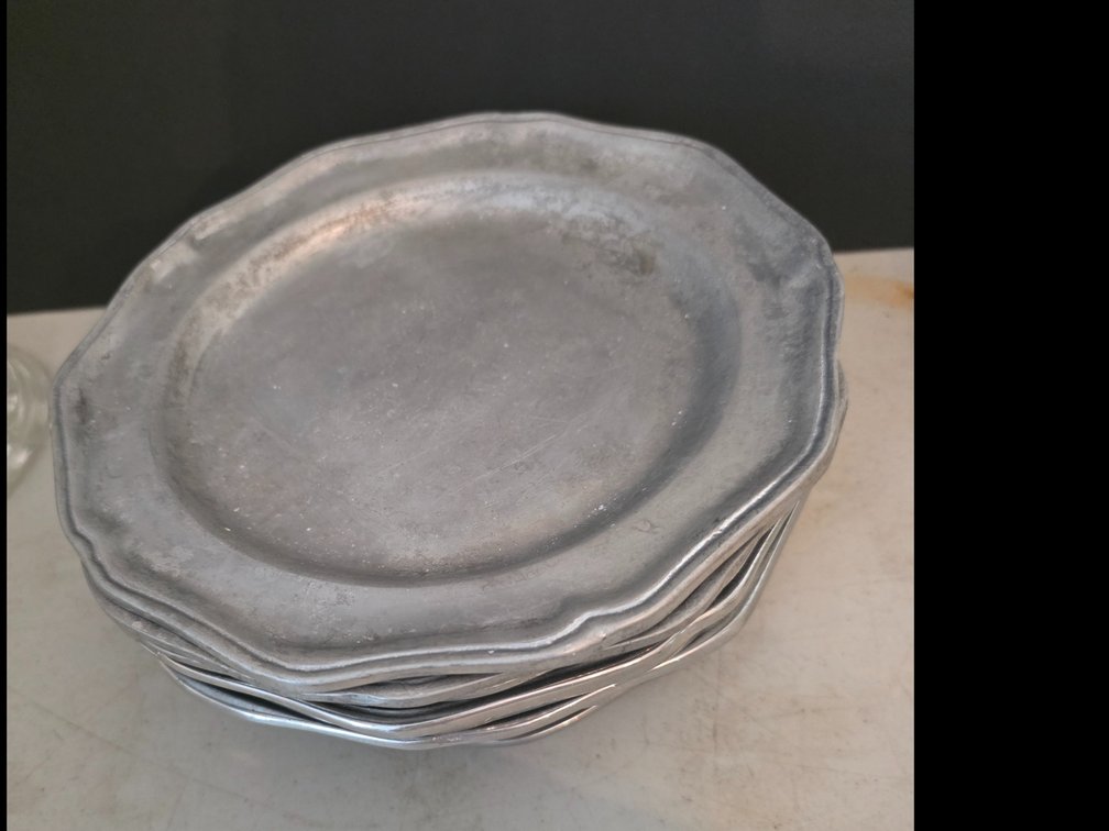Wilton Armetale metalware piece, featuring the "RWP" (Richard W. Poland)  Sandwich Plates 8.75" Diameter