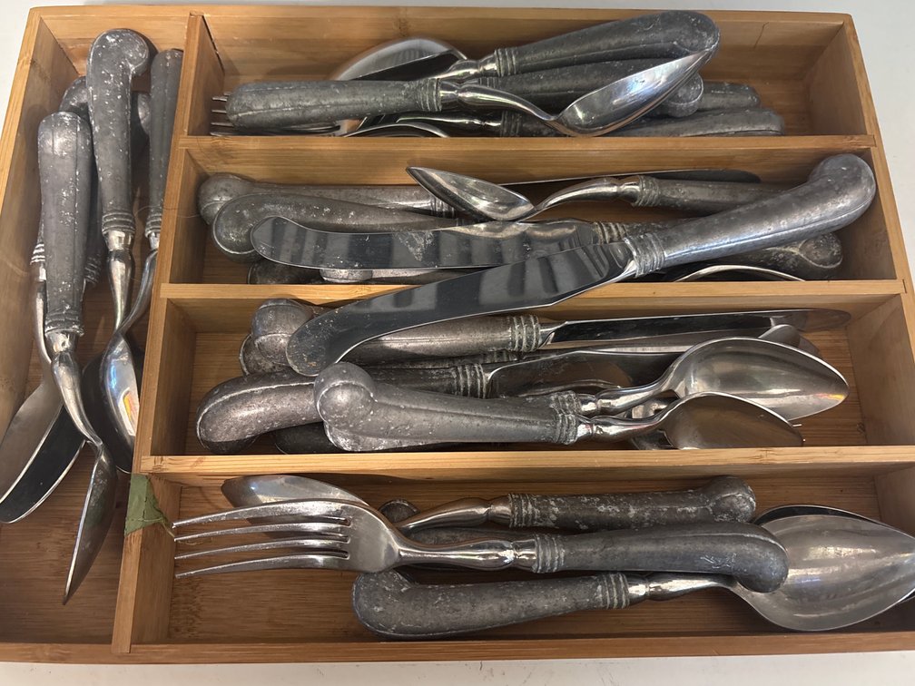 Wilton Armetale (RWP) Pewter-Alloy Flatware Set with Caddy