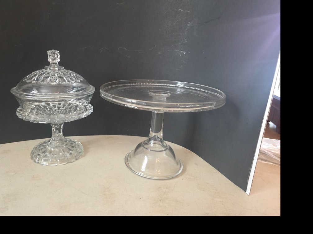Clear Glass Pedestal  Cake Plate,  Candy Dish