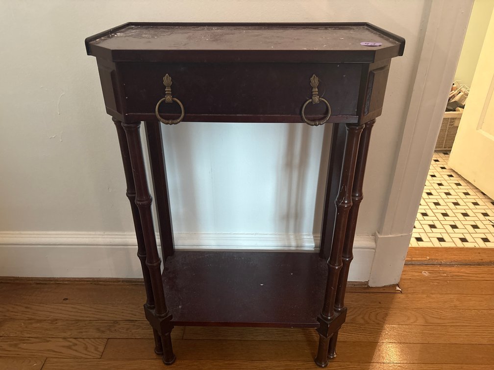 Side / Accent Table with Drawer / Ring Pulls and Bamboo-Style Spindles