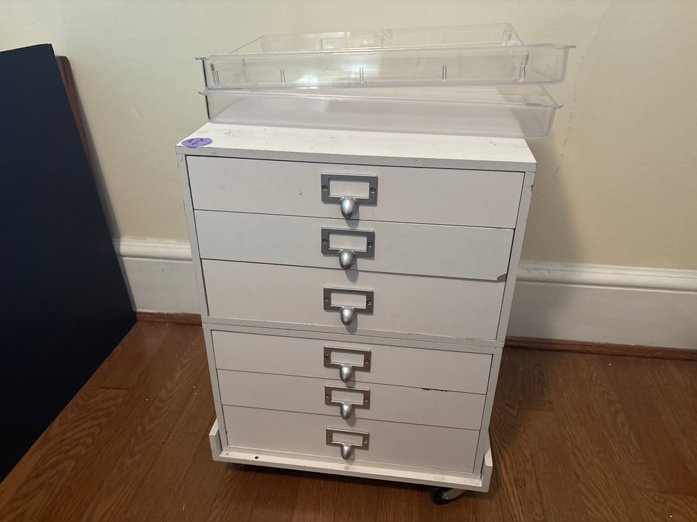 Mobile Storage Organizer Cart with Drawers and Clear Top Trays