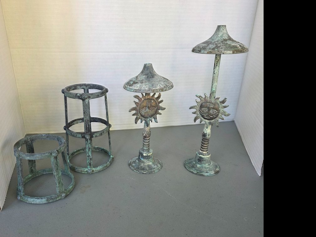 Metal Verdigris patina. Decor Pieces, Sun Dials, etc