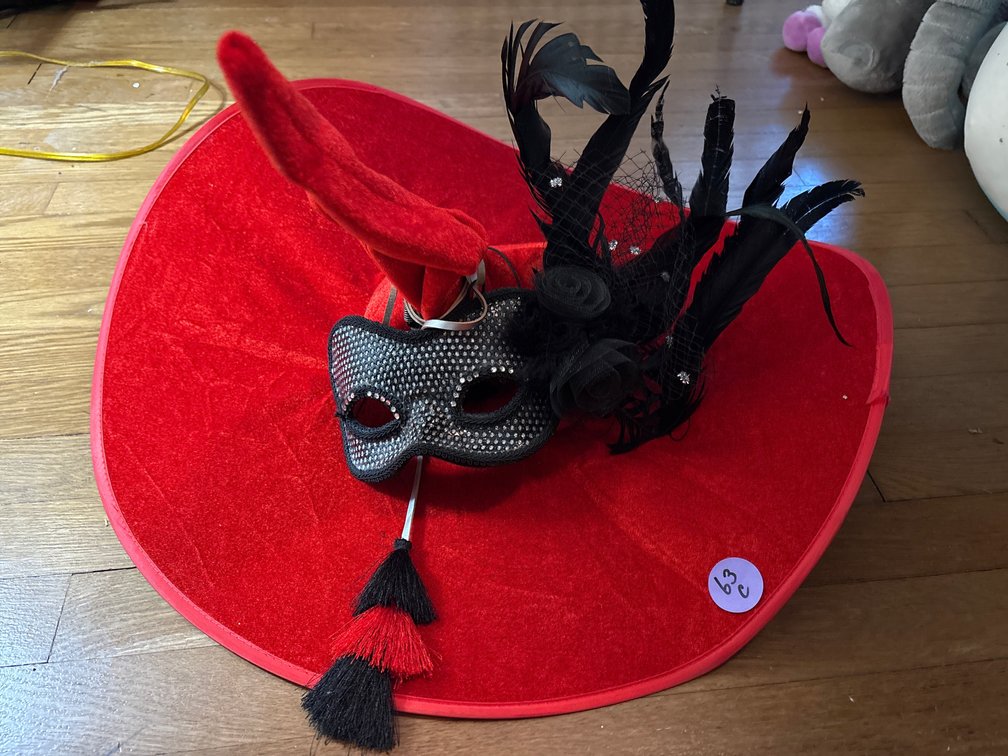 Witch Hat with Rhinestone Masquerade Mask
